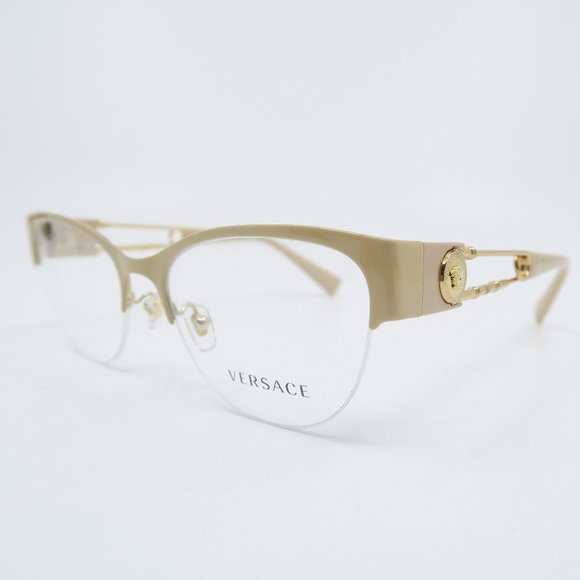 Versace Mod. 1278 1476 54mm Beige Metal Semi Rimless New Women's Eyeglasses. - Picture 4 of 9